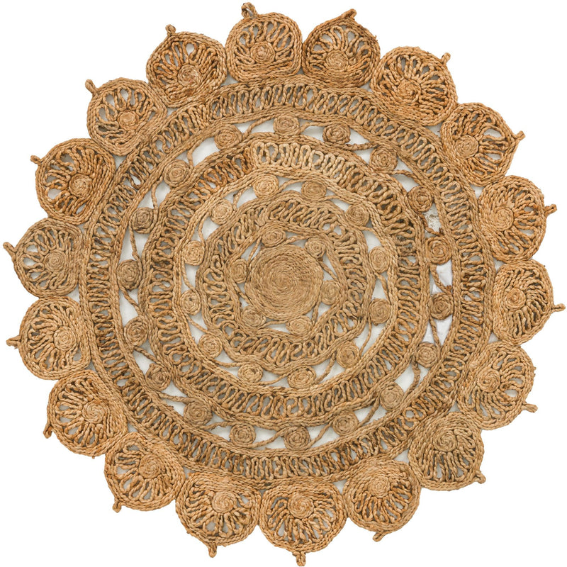 Woven Seaside Jute Collection Area Rug - Coastalhaven (Natural) Round Natural Main