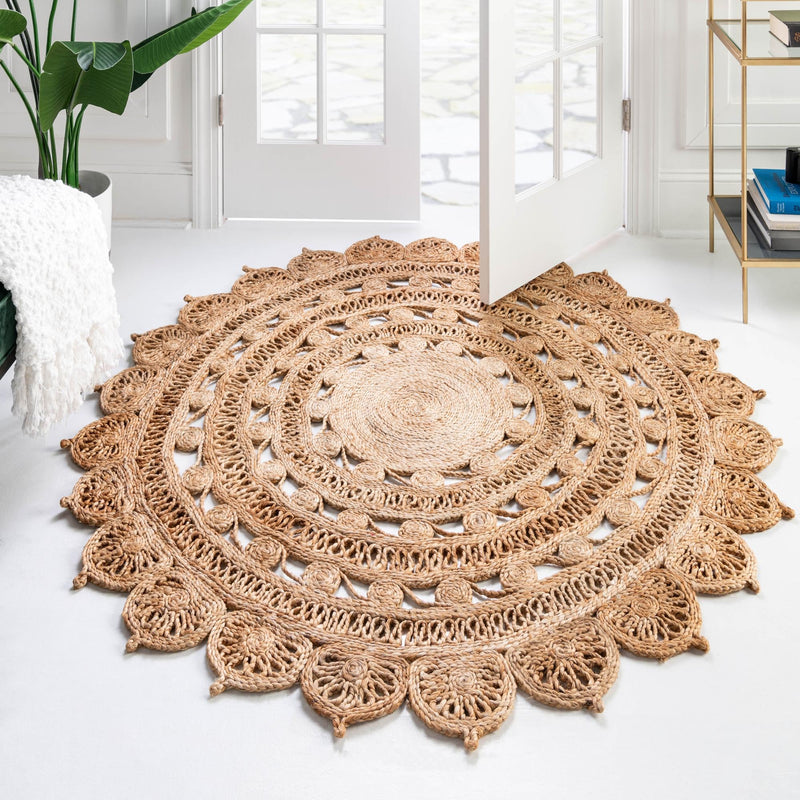 Woven Seaside Jute Collection Area Rug - Coastalhaven (Natural) Round Natural  lifestyle 12
