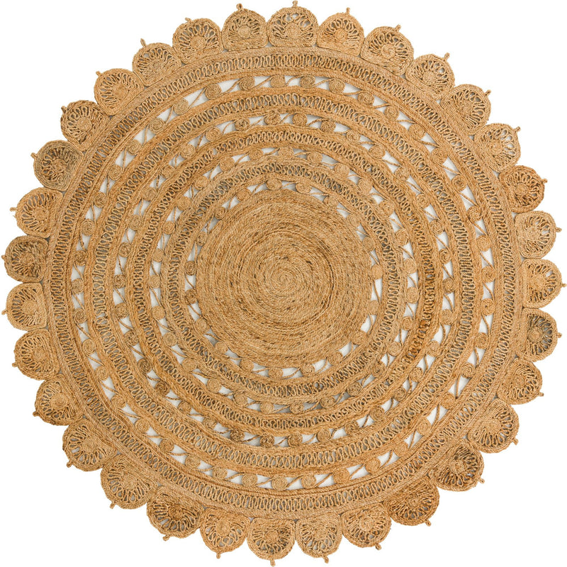 Woven Seaside Jute Collection Area Rug - Coastalhaven (Natural) Round Natural  lifestyle 4