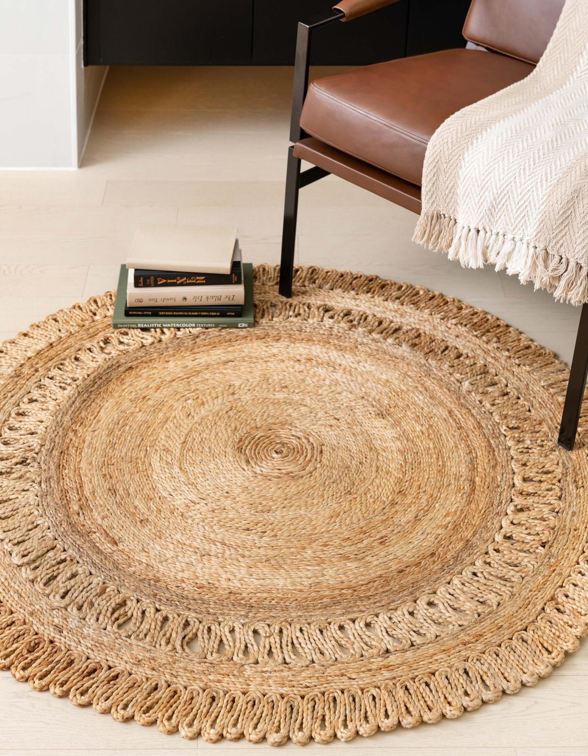 Woven Seaside Jute Collection Area Rug - Varadero Round Natural  lifestyle 7