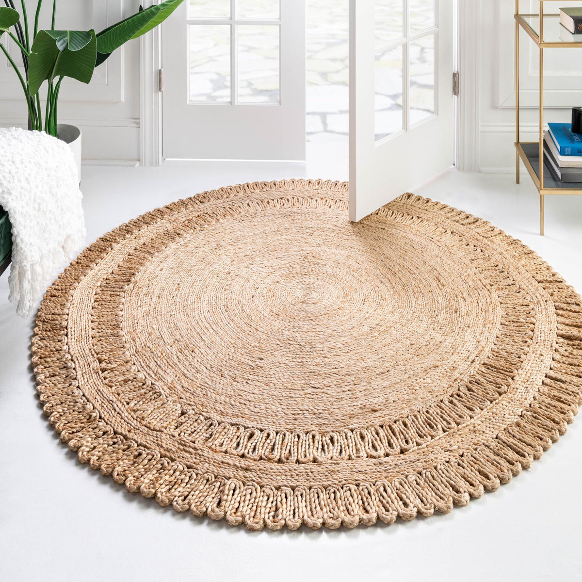 Woven Seaside Jute Collection Area Rug - Varadero Round Natural  lifestyle 11