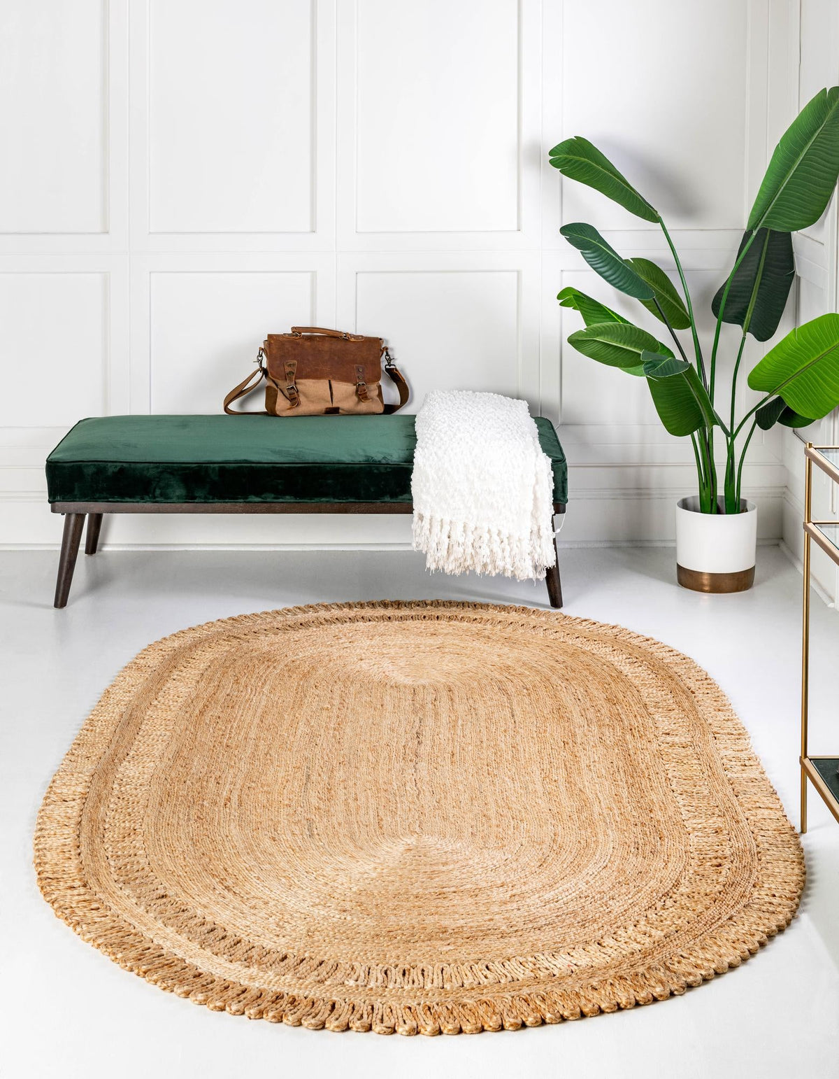 Woven Seaside Jute Collection Area Rug - Varadero Oval Natural  lifestyle 5