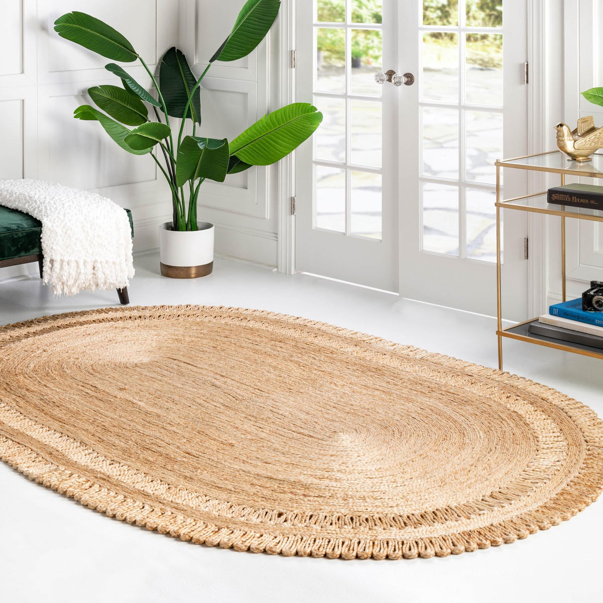 Woven Seaside Jute Collection Area Rug - Varadero Oval Natural  lifestyle 12