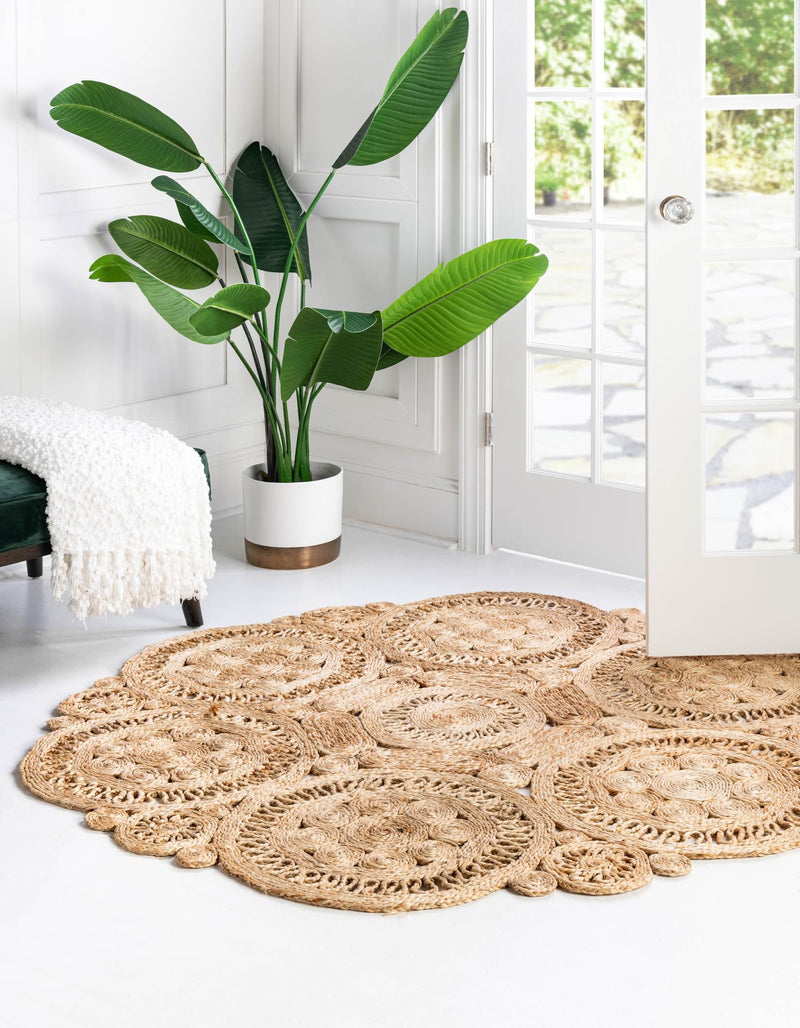 Woven Seaside Jute Collection Area Rug - Whittaker Round Natural  lifestyle 25