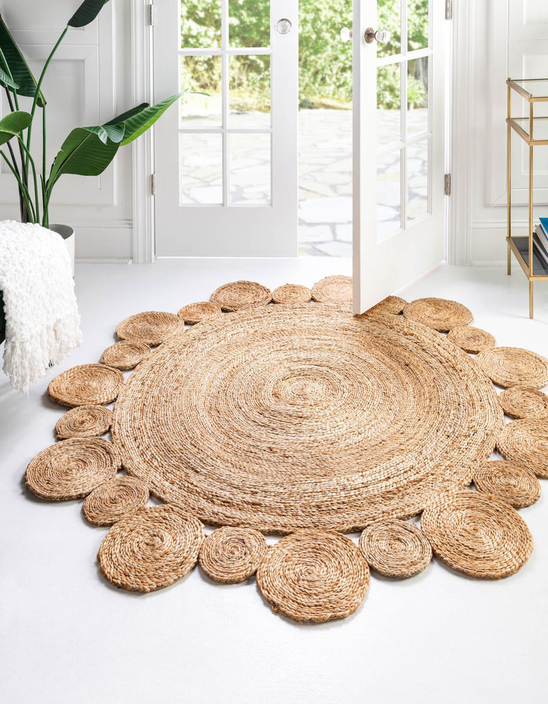 Woven Seaside Jute Collection Area Rug - Sienna Round Natural  lifestyle 2