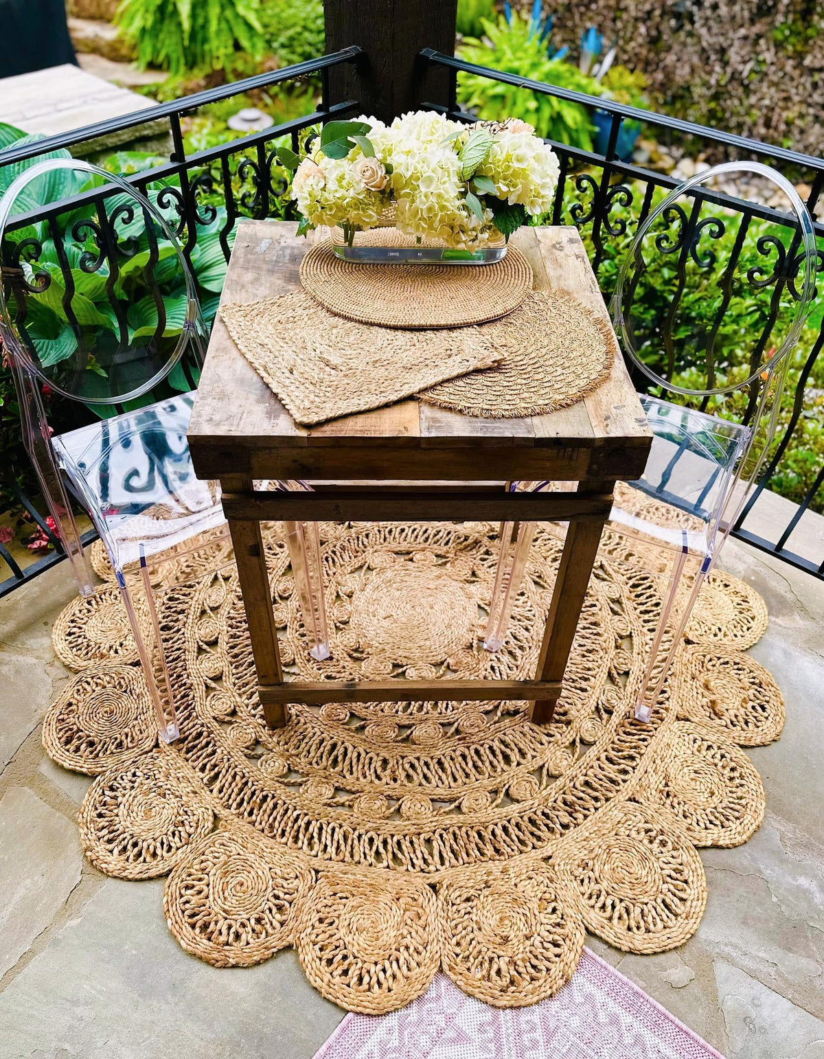 Woven Seaside Jute Collection Area Rug - Sienna Round Natural  lifestyle 15