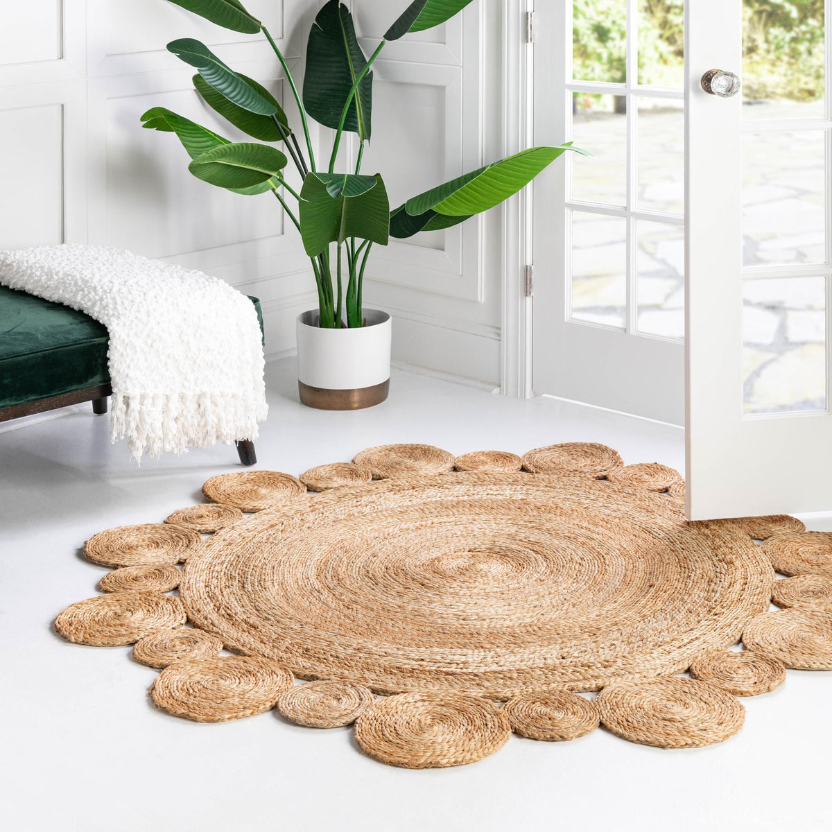Woven Seaside Jute Collection Area Rug - Sienna Round Natural  lifestyle 54