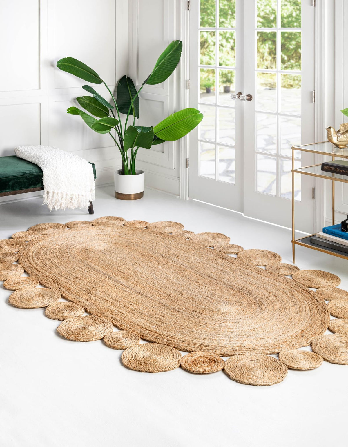 Woven Seaside Jute Collection Area Rug - Sienna Oval Natural  lifestyle 3