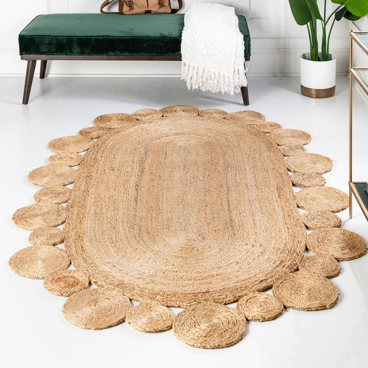 Woven Seaside Jute Collection Area Rug - Sienna Oval Natural  lifestyle 55