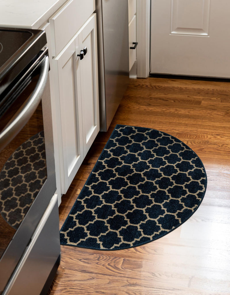 Lattice Gardens Collection Area Rug -  Bloomfield (Dark Blue) Hearth Dark Blue  lifestyle 23