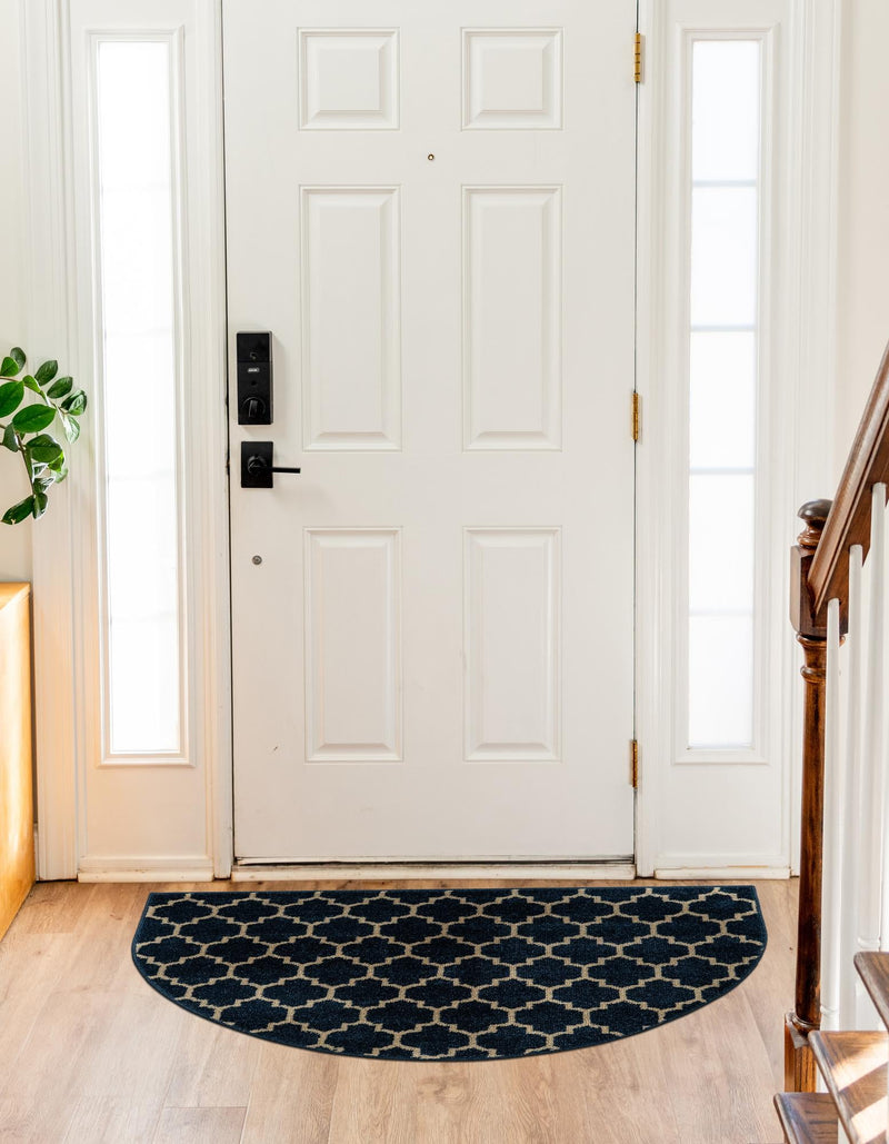 Lattice Gardens Collection Area Rug -  Bloomfield (Dark Blue) Hearth Dark Blue  lifestyle 33