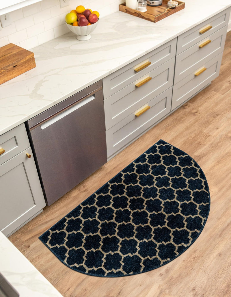 Lattice Gardens Collection Area Rug -  Bloomfield (Dark Blue) Hearth Dark Blue  lifestyle 43