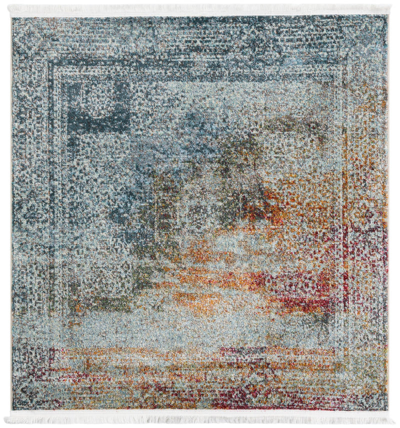 Caribbean Breeze Collection Area Rug -  Yucatan Square Multi  lifestyle 8