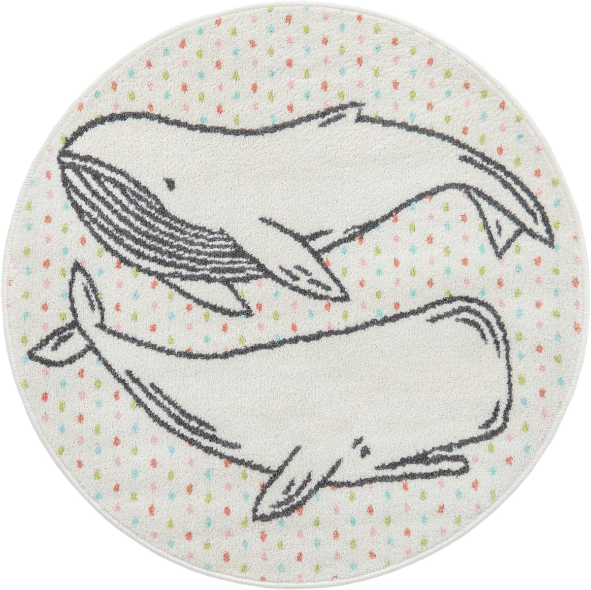 Playful Patterns Collection Area Rug -  Patchwork Round Gray Main