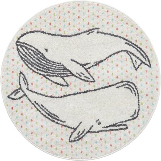 Playful Patterns Collection Area Rug -  Patchwork Round Gray Main