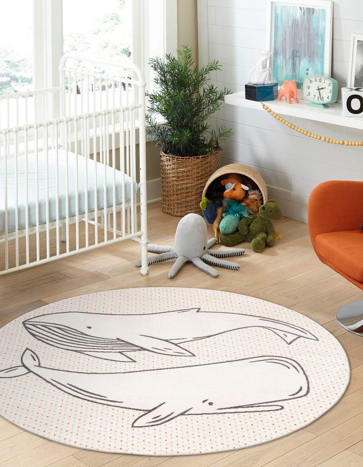 Playful Patterns Collection Area Rug -  Patchwork Round Gray  lifestyle 2