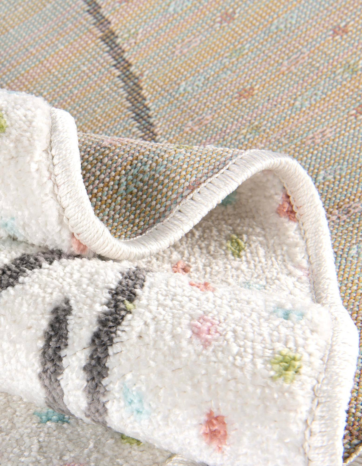 Playful Patterns Collection Area Rug -  Patchwork Round Gray  lifestyle 11