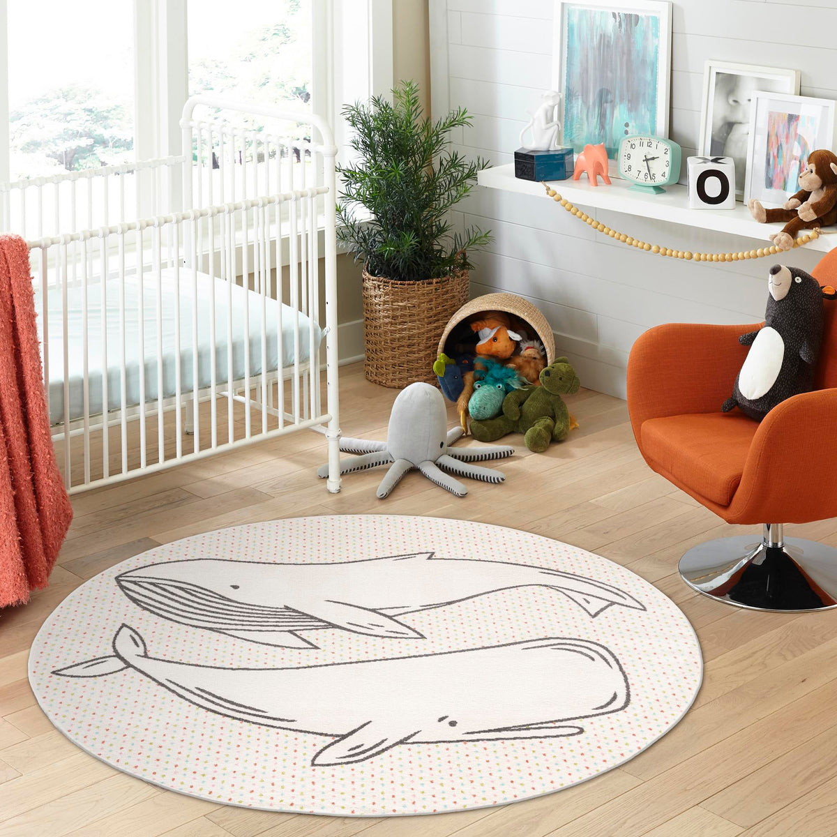 Playful Patterns Collection Area Rug -  Patchwork Round Gray  lifestyle 13