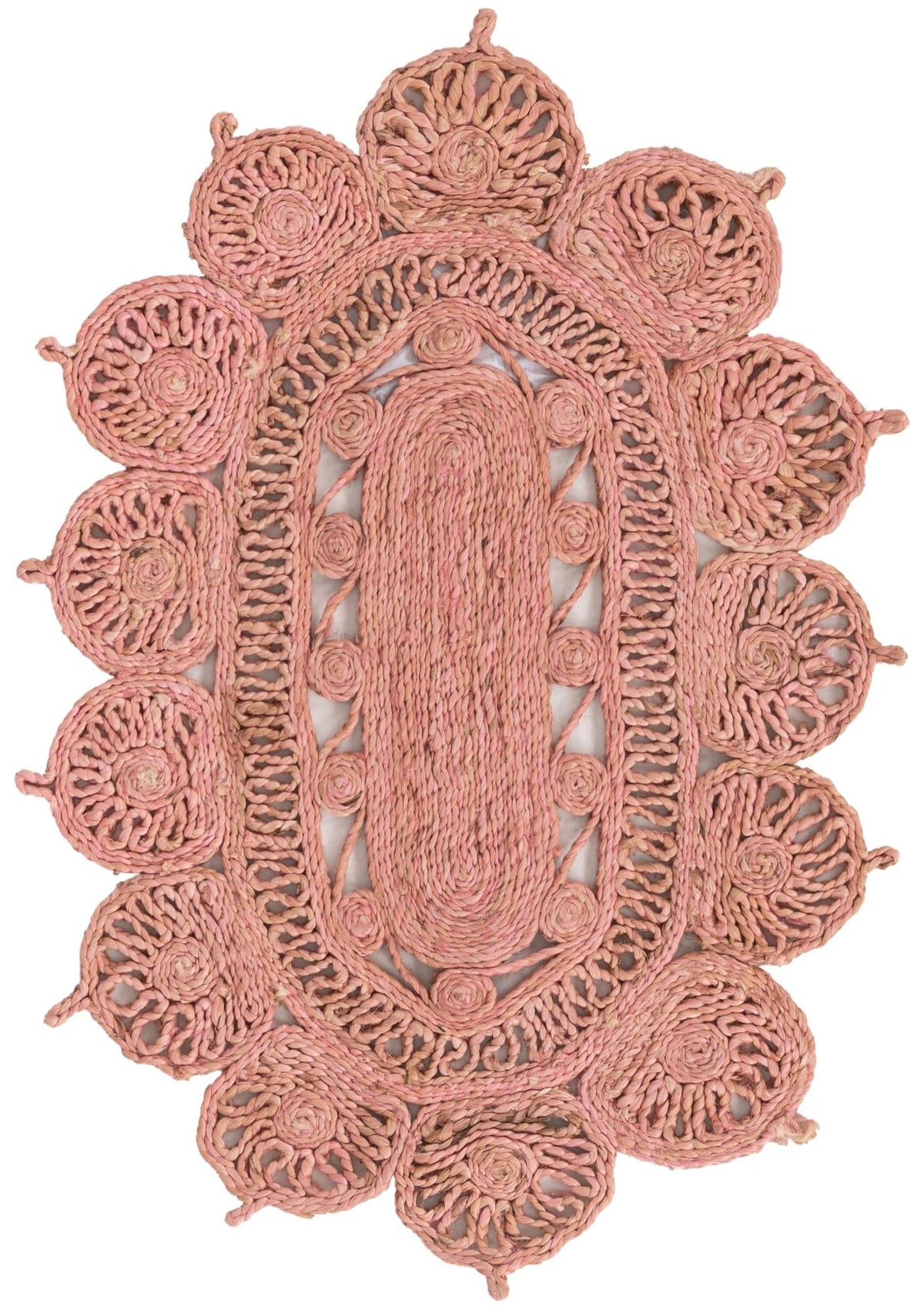 Woven Seaside Jute Collection Area Rug - Coastalhaven (Pink) Oval Pink  lifestyle 2