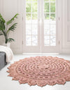 Woven Seaside Jute Collection Area Rug - Coastalhaven (Pink) Round Pink  lifestyle 3