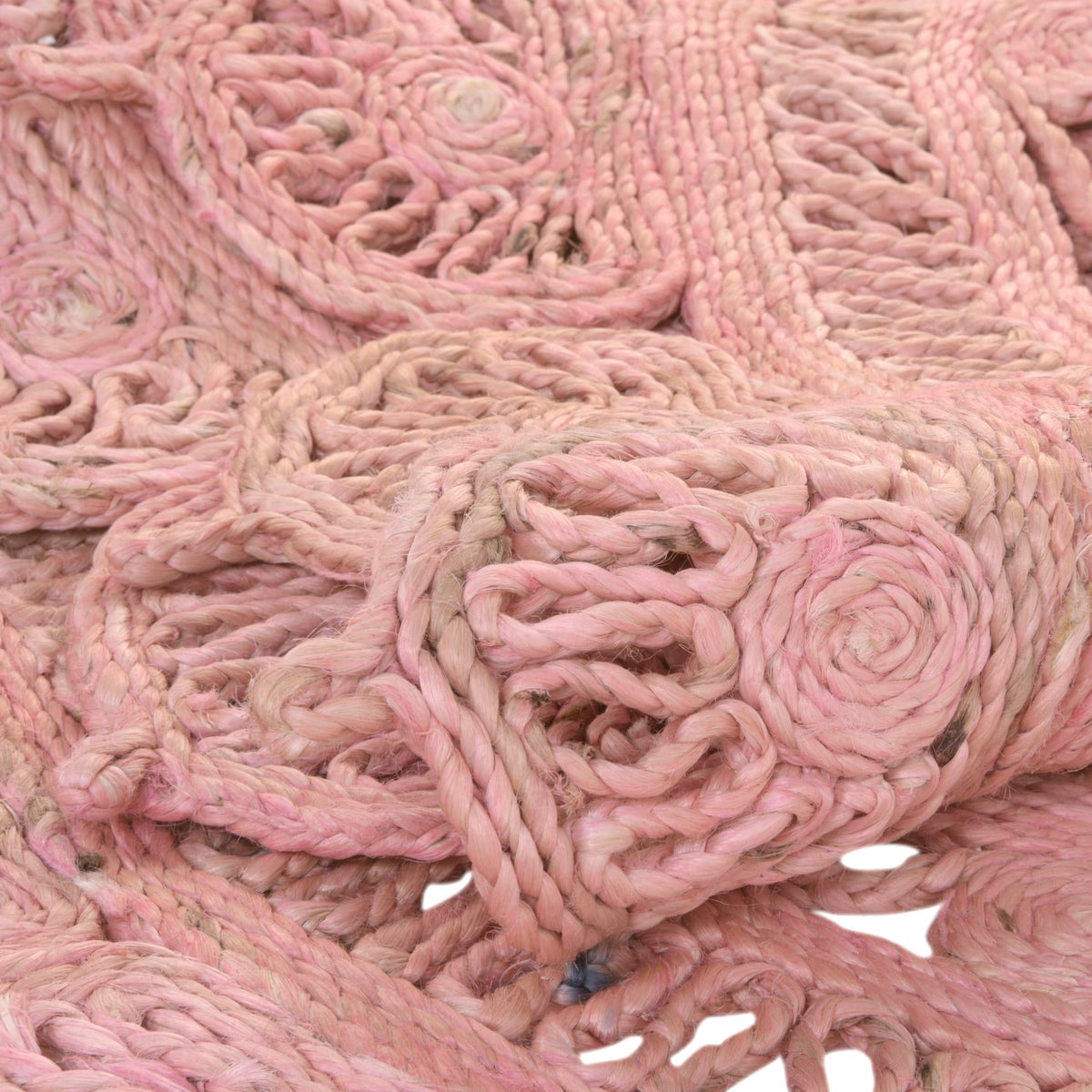 Woven Seaside Jute Collection Area Rug - Coastalhaven (Pink) Round Pink  lifestyle 16