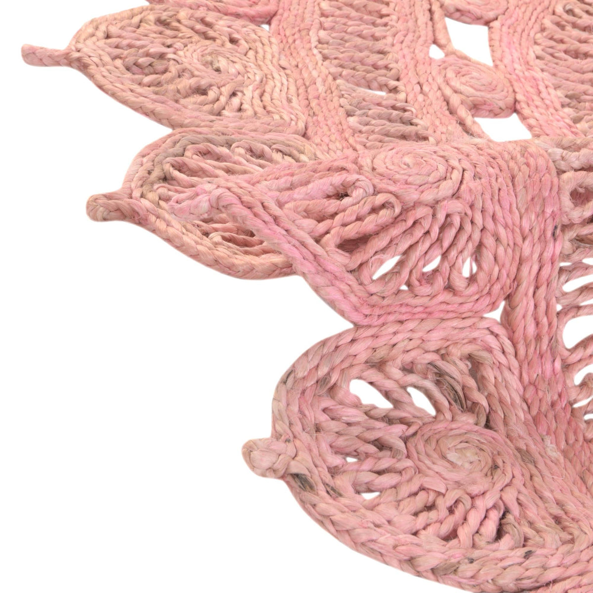 Woven Seaside Jute Collection Area Rug - Coastalhaven (Pink) Round Pink  lifestyle 24