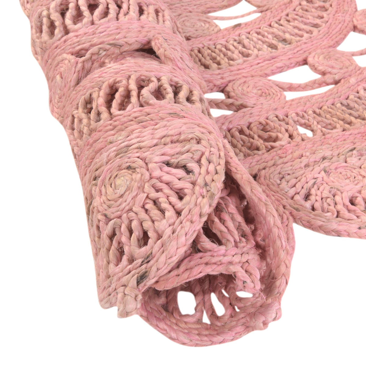 Woven Seaside Jute Collection Area Rug - Coastalhaven (Pink) Round Pink  lifestyle 28