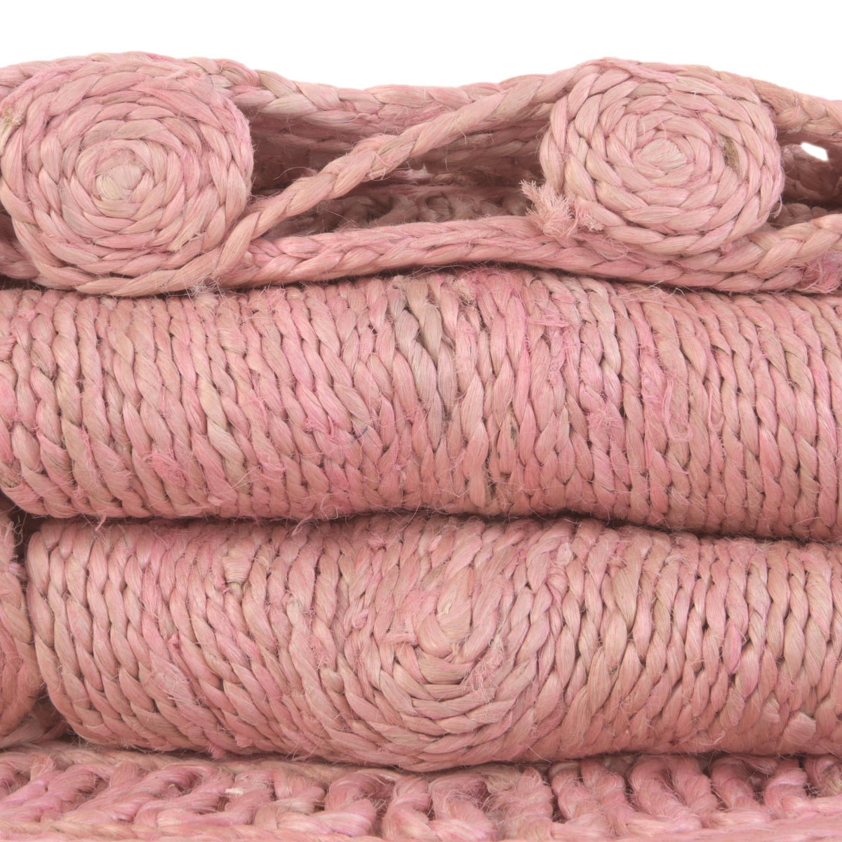 Woven Seaside Jute Collection Area Rug - Coastalhaven (Pink) Round Pink  lifestyle 30