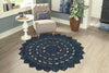 Woven Seaside Jute Collection Area Rug - Coastalhaven (Navy Blue) Round Navy Blue  lifestyle 7