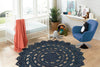 Woven Seaside Jute Collection Area Rug - Coastalhaven (Navy Blue) Round Navy Blue  lifestyle 11