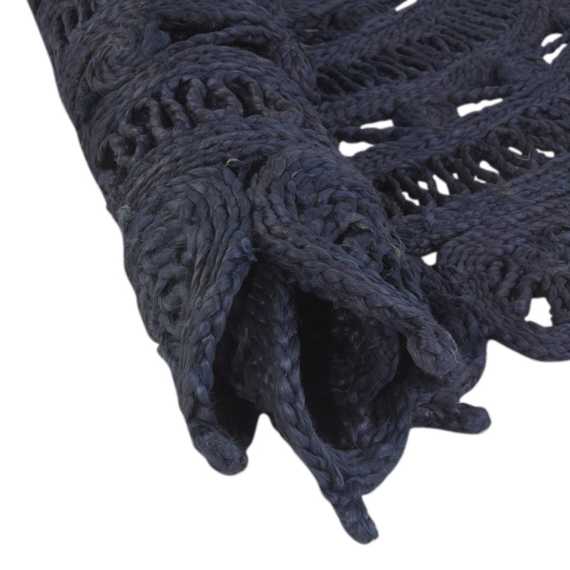 Woven Seaside Jute Collection Area Rug - Coastalhaven (Navy Blue) Round Navy Blue  lifestyle 27