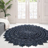 Woven Seaside Jute Collection Area Rug - Coastalhaven (Navy Blue) Round Navy Blue  lifestyle 31