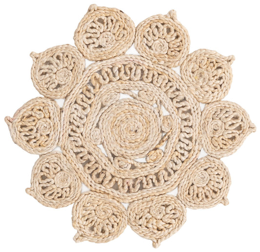 Woven Seaside Jute Collection Area Rug - Coastalhaven (Ivory) Round Ivory  lifestyle 3