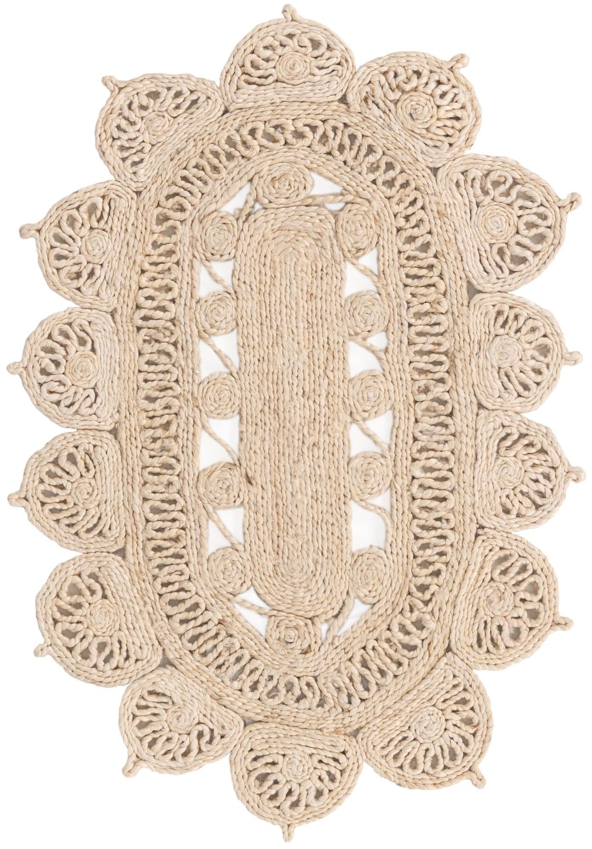 Woven Seaside Jute Collection Area Rug - Coastalhaven (Ivory) Oval Ivory  lifestyle 4