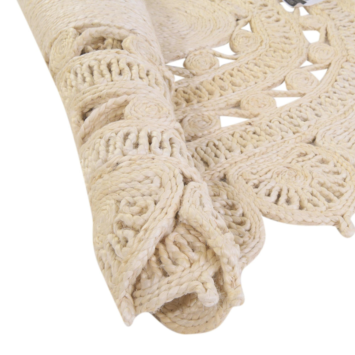 Woven Seaside Jute Collection Area Rug - Coastalhaven (Ivory) Round Ivory  lifestyle 21