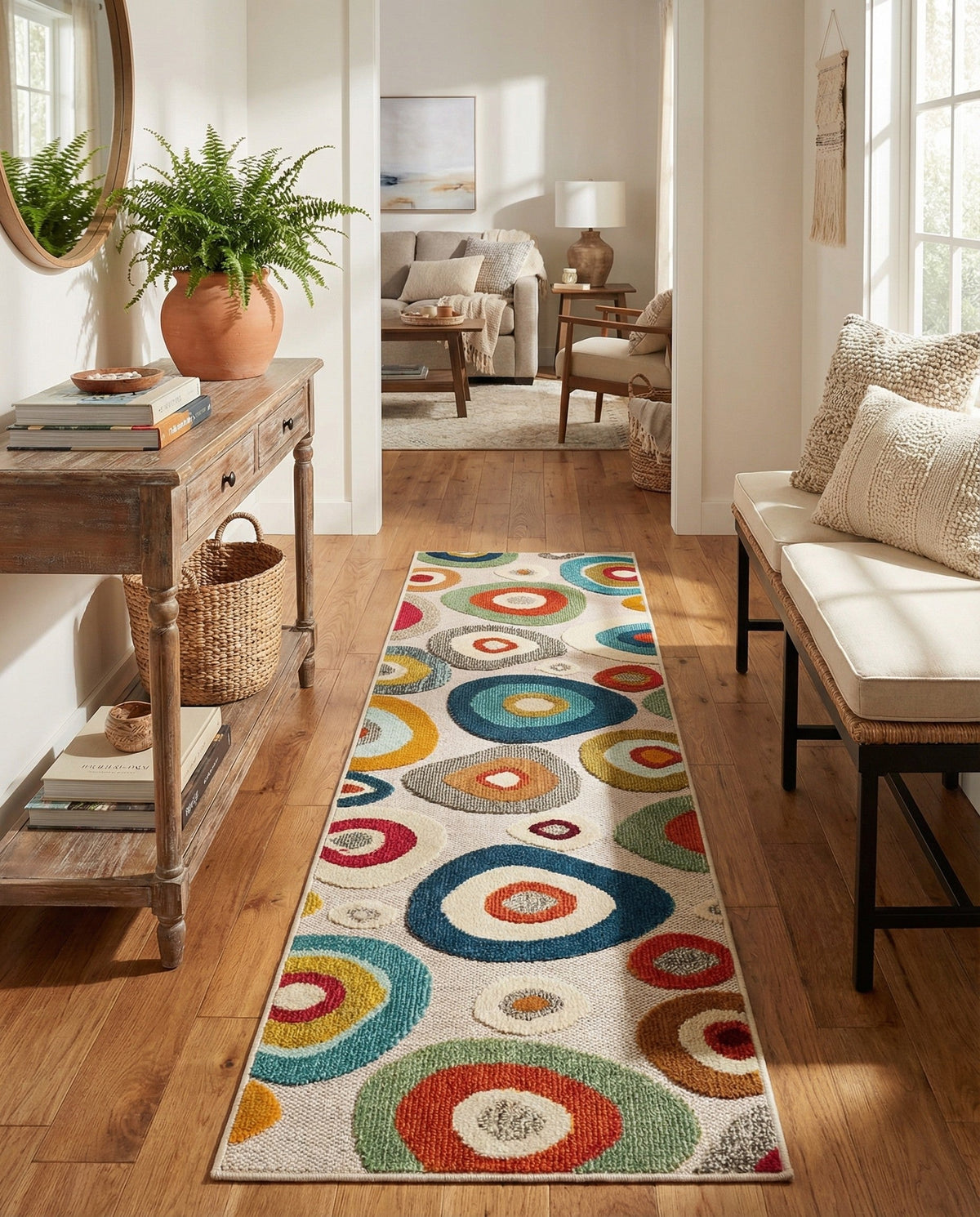 Outdoor Marrakesh Collection Area Rug -  Chefchaouen Runner Multi Beige  lifestyle 131