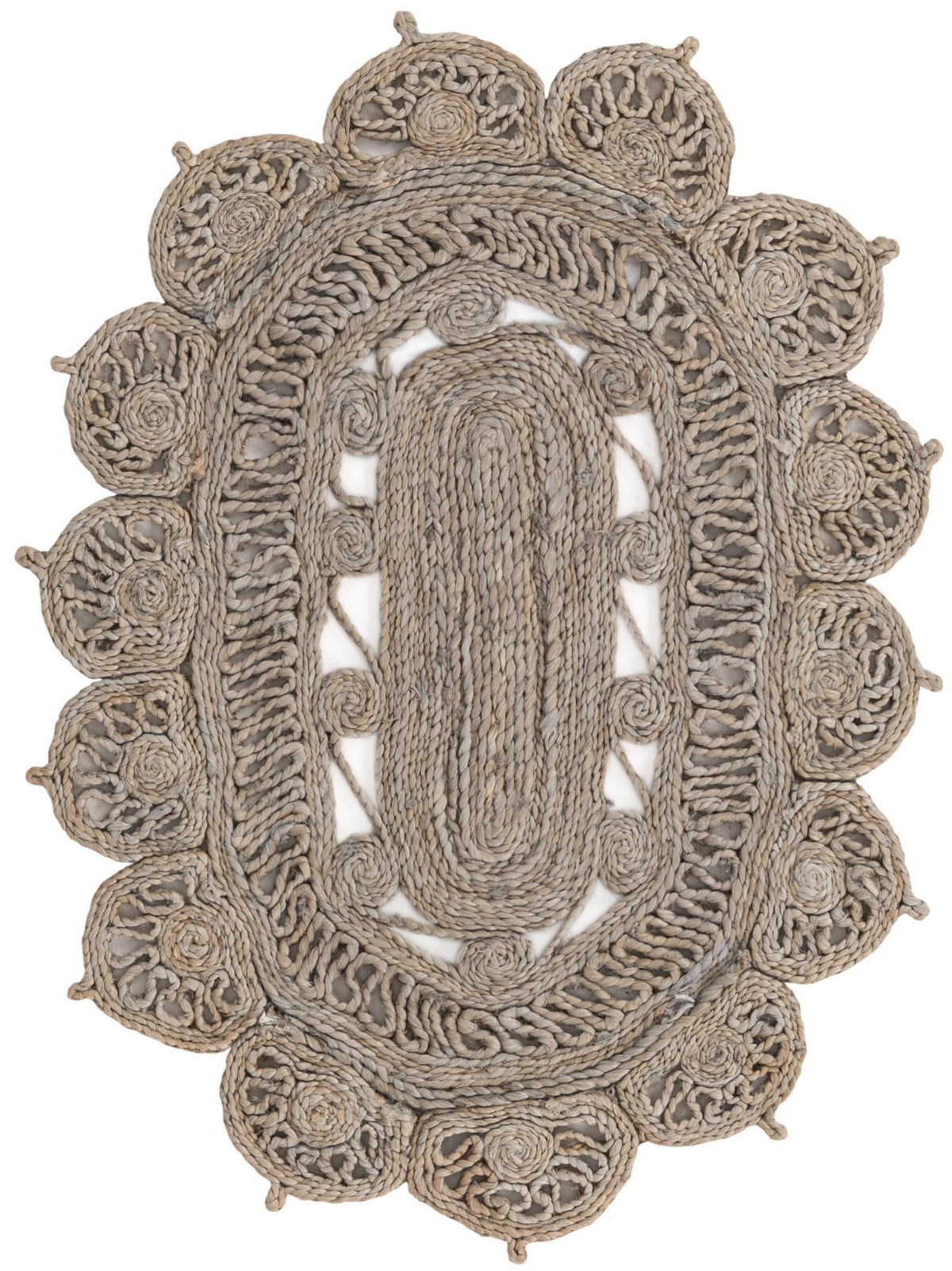 Woven Seaside Jute Collection Area Rug - Coastalhaven (Gray) Oval Gray  lifestyle 3