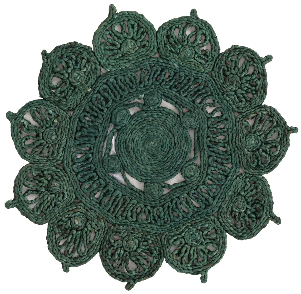 Woven Seaside Jute Collection Area Rug - Coastalhaven (Hunter Green) Round Hunter Green  lifestyle 3