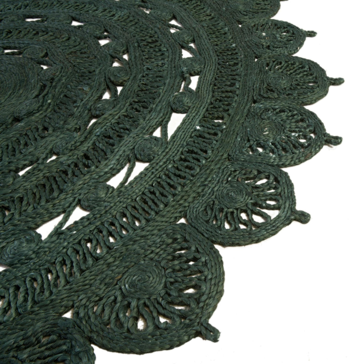 Woven Seaside Jute Collection Area Rug - Coastalhaven (Hunter Green) Round Hunter Green  lifestyle 17