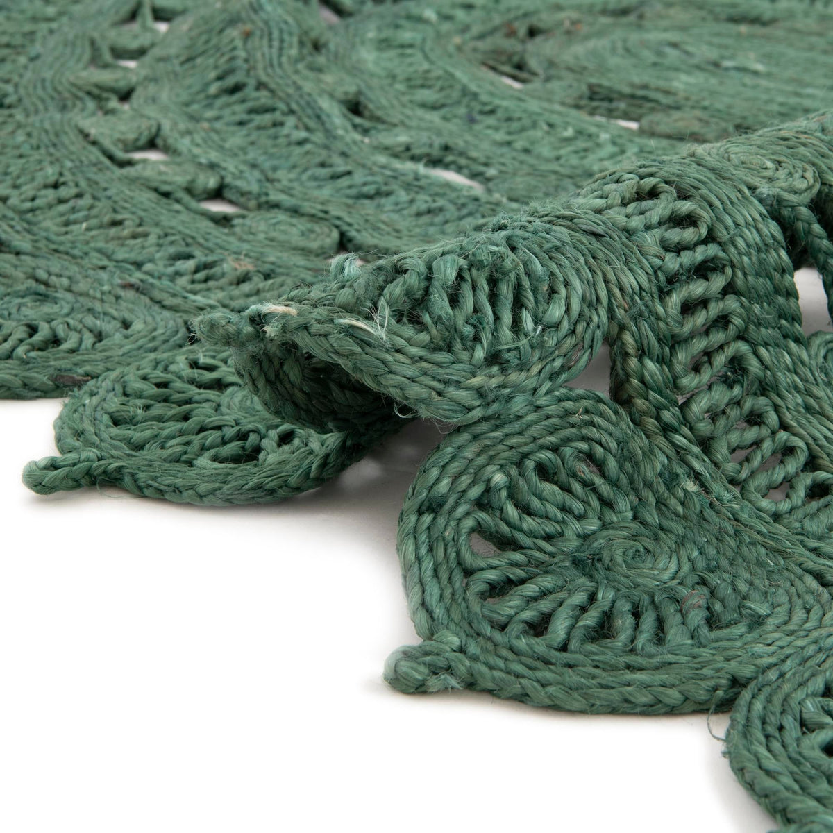 Woven Seaside Jute Collection Area Rug - Coastalhaven (Hunter Green) Round Hunter Green  lifestyle 25