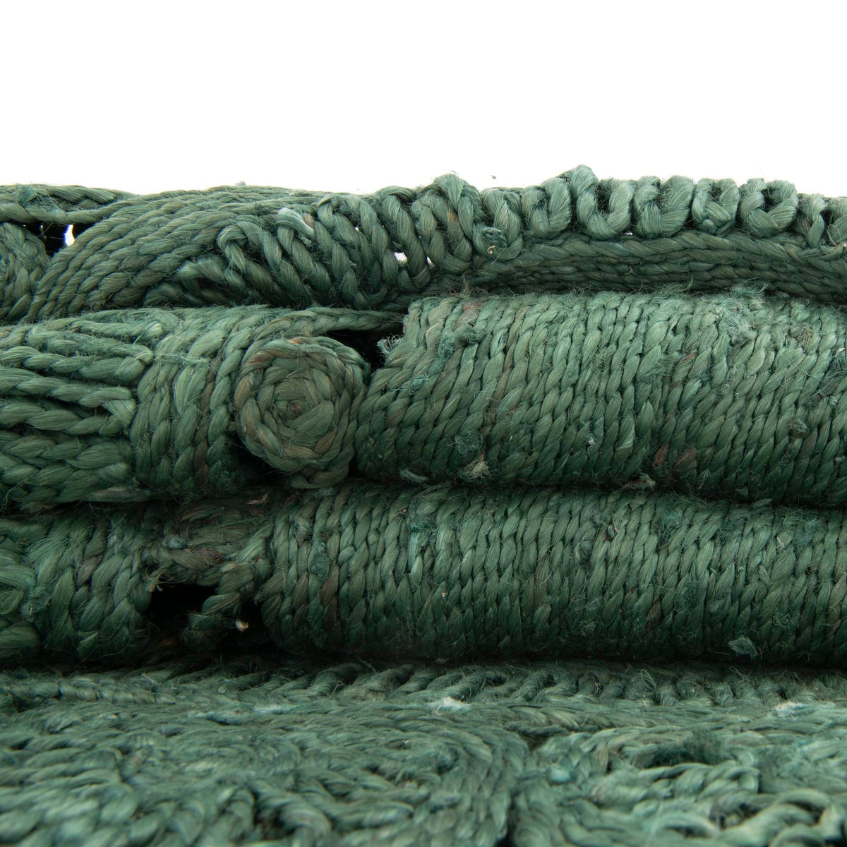 Woven Seaside Jute Collection Area Rug - Coastalhaven (Hunter Green) Round Hunter Green  lifestyle 33