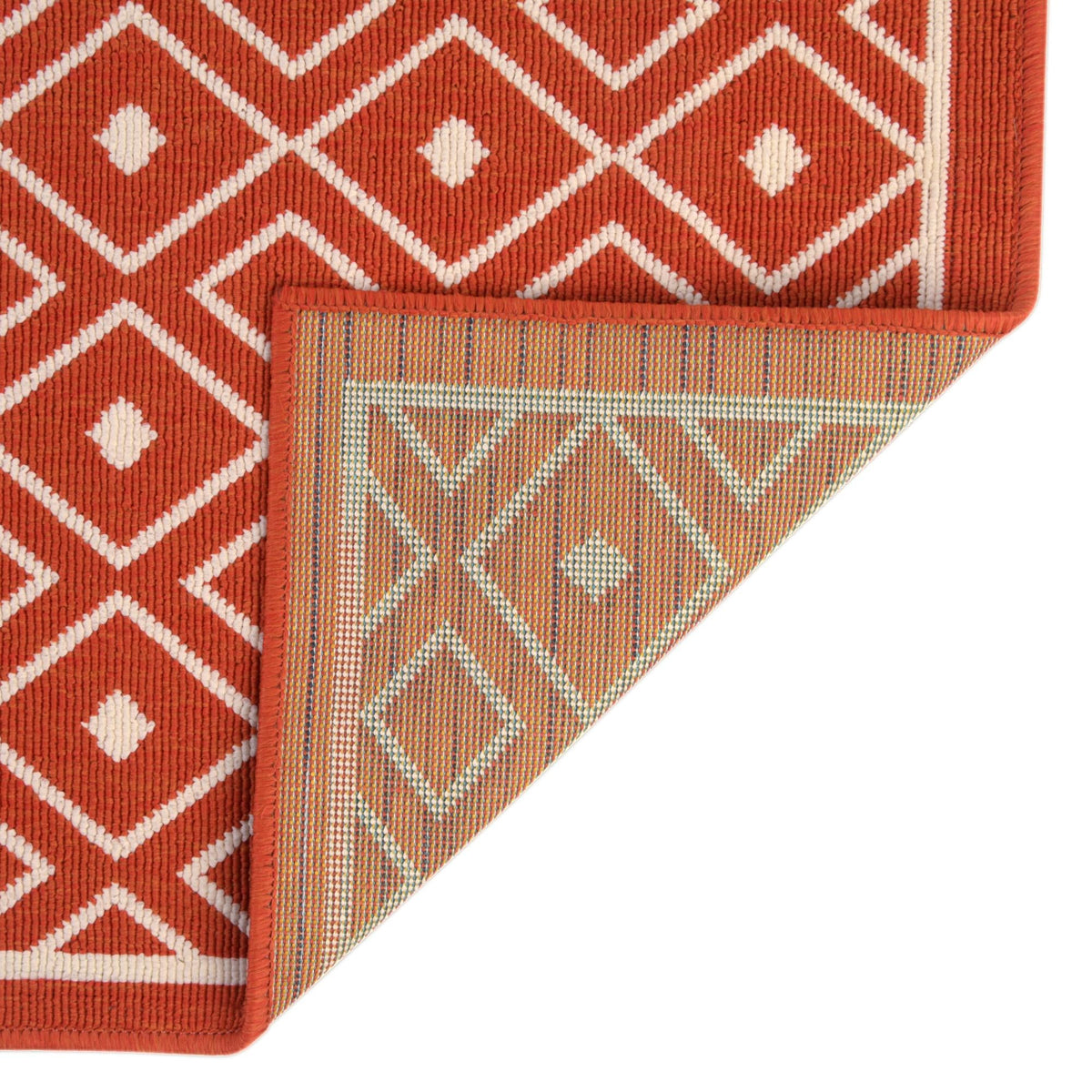 Seaside Lattice Collection Area Rug - Brighton Rectangle Rust Red  lifestyle 73