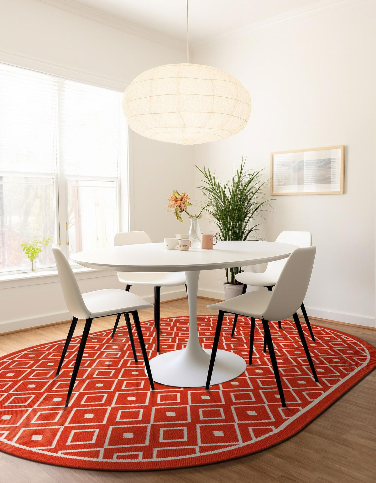 Seaside Lattice Collection Area Rug - Brighton Oval Rust Red  lifestyle 216