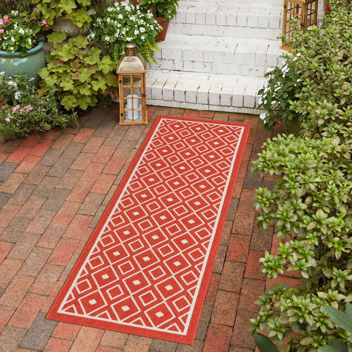 Savannah Pergola Collection Area Rug - Grove Runner Rust Red  lifestyle 240
