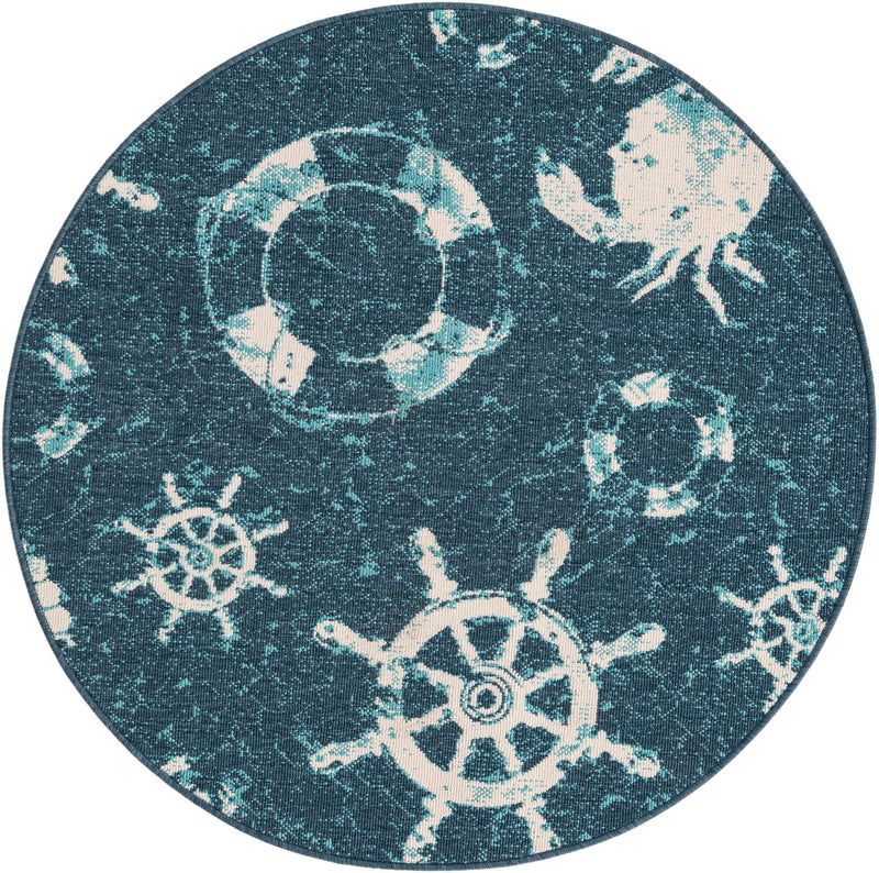 Seaside Haven Rugs Collection Area Rug -  Starfish Round Navy Blue  lifestyle 24