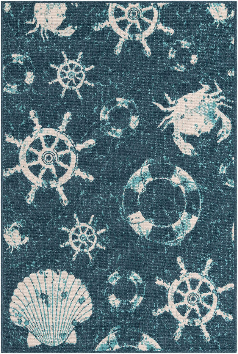 Seaside Haven Rugs Collection Area Rug -  Starfish Rectangle Navy Blue  lifestyle 2