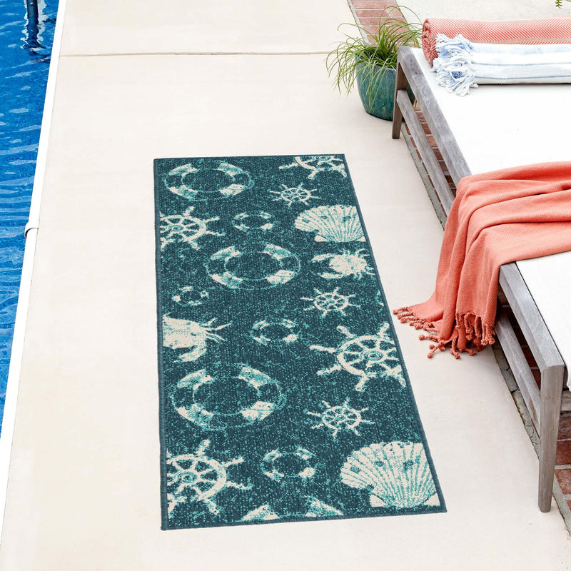 Seaside Haven Rugs Collection Area Rug -  Starfish Runner Navy Blue  lifestyle 51