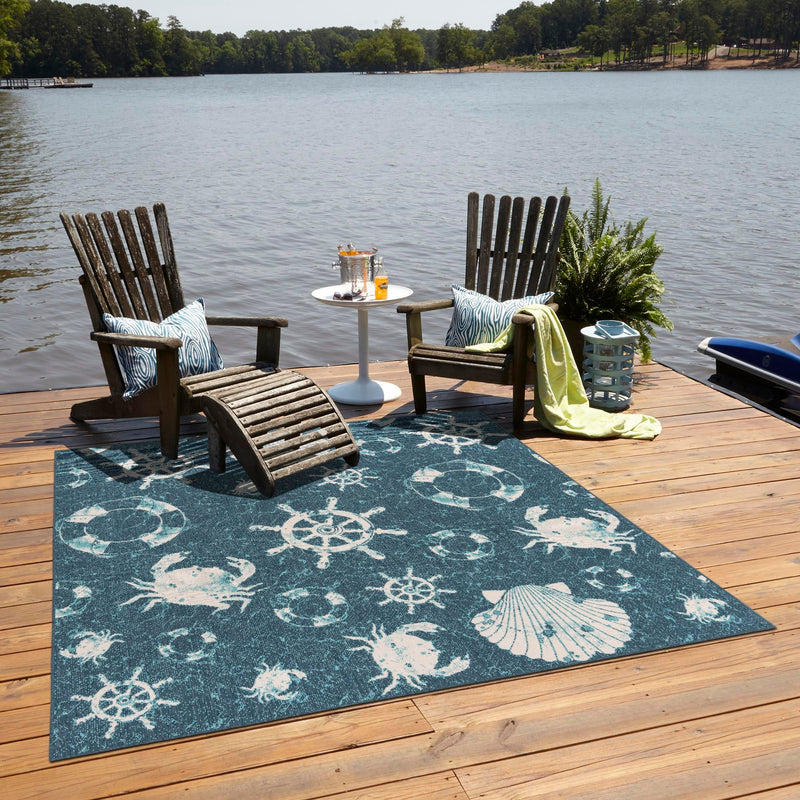 Seaside Haven Rugs Collection Area Rug -  Starfish Square Navy Blue  lifestyle 52