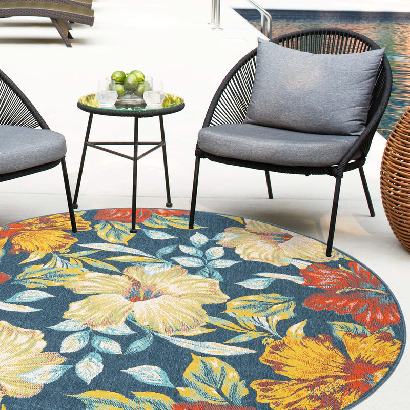 Seaside Haven Rugs Collection Area Rug -  Nautical Round Multi  lifestyle 100