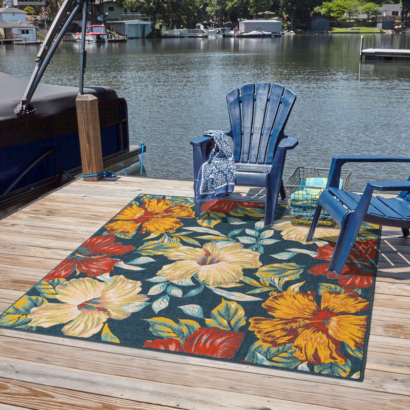 Seaside Haven Rugs Collection Area Rug -  Nautical Square Multi  lifestyle 96